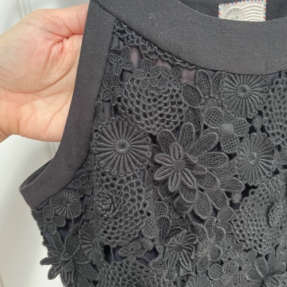 Postmark Oleander Openwork Shift Dress Size 8 Black ANTHROPOLOGIE Linen Cotton - Picture 5 of 15